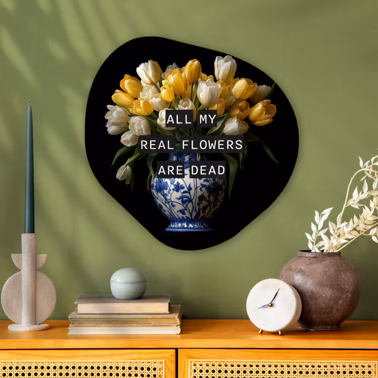 Organisch schilderij - Glas - Quotes - Bloem - Tulp - Geel — 2