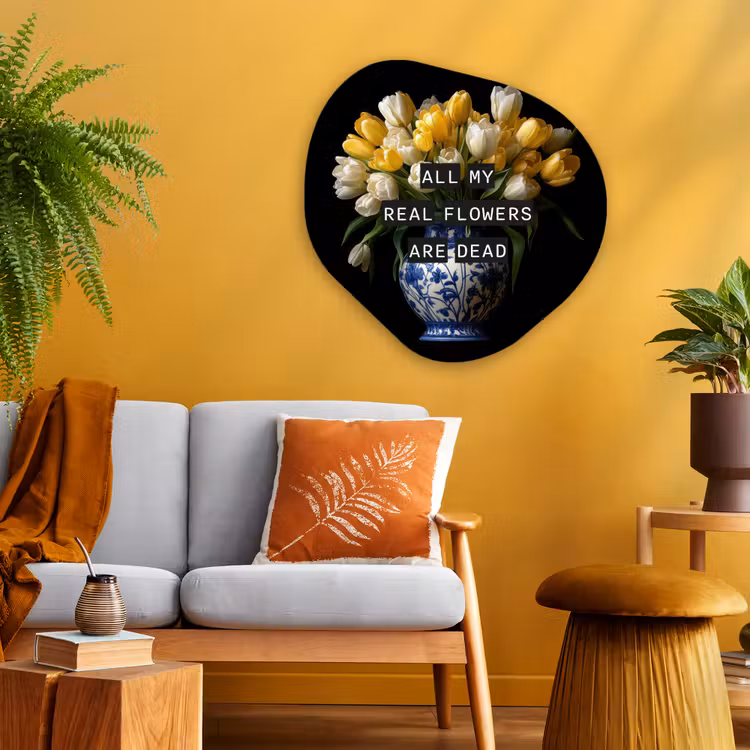 Organisch schilderij - Glas - Quotes - Bloem - Tulp - Geel — 3