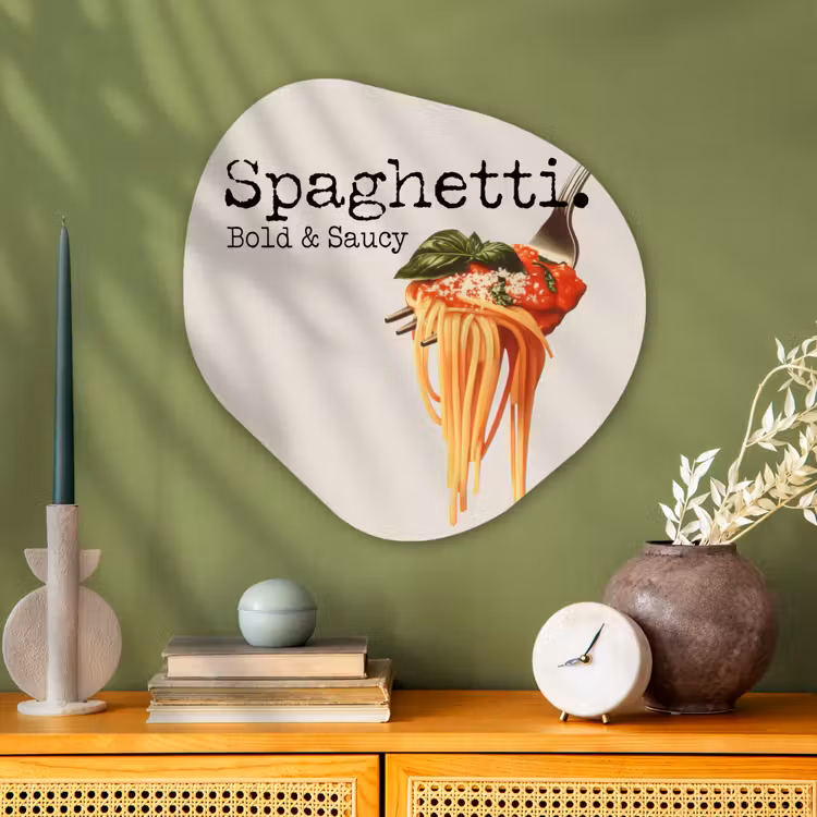 Organisch schilderij - Glas - Spaghetti - tomatensaus - Parmezaanse kaas — 2