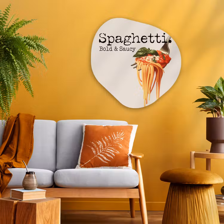 Organisch schilderij - Glas - Spaghetti - tomatensaus - Parmezaanse kaas — 3