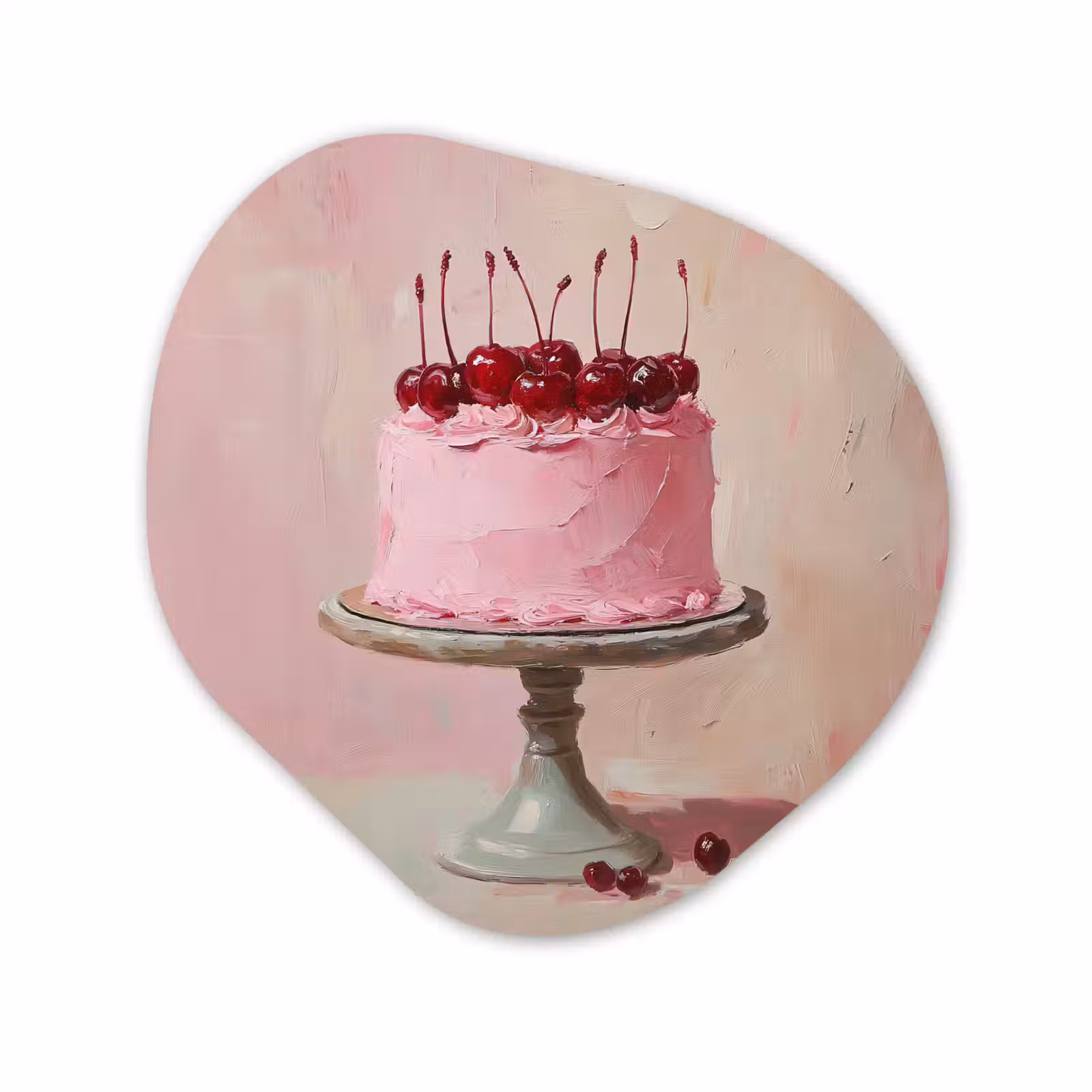 Organisch schilderij - Glas - Taart - Pink - Cherry — 1