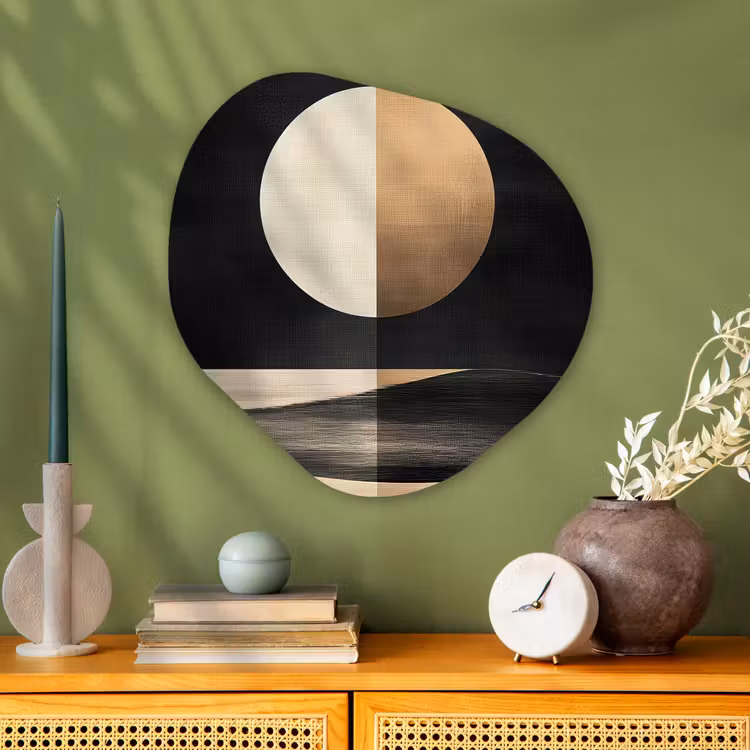 Organisch schilderij - Glas - Maan - Cirkel - Goud — 2