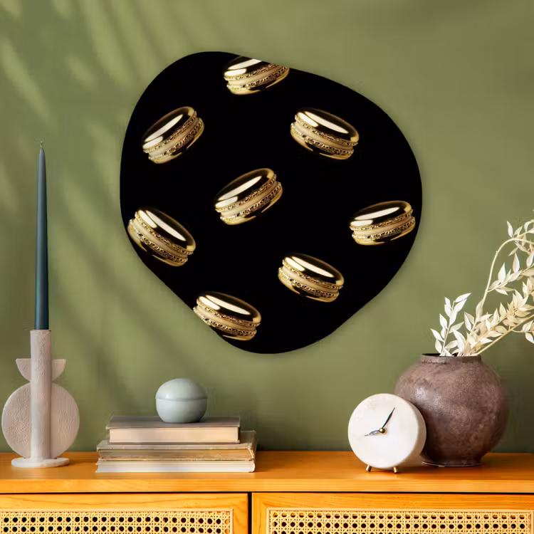 Organisch schilderij - Glas - Macarons - Patroon - Goud - Zwart — 2