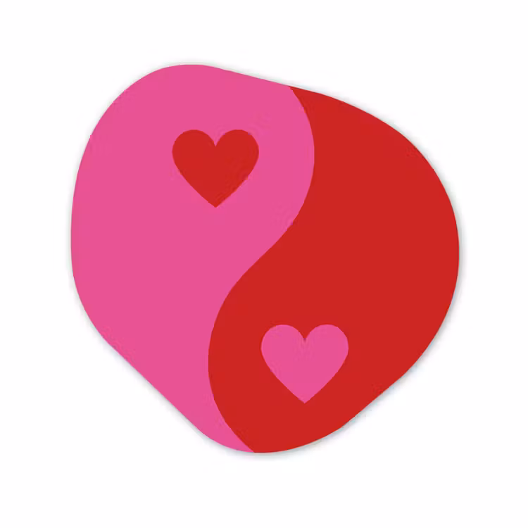Organisch schilderij - Glas - Minimalistisch - Rood - Roze - Hartjes — 1