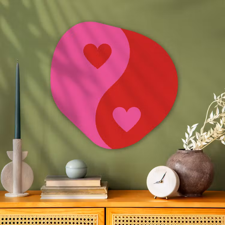 Organisch schilderij - Glas - Minimalistisch - Rood - Roze - Hartjes — 2
