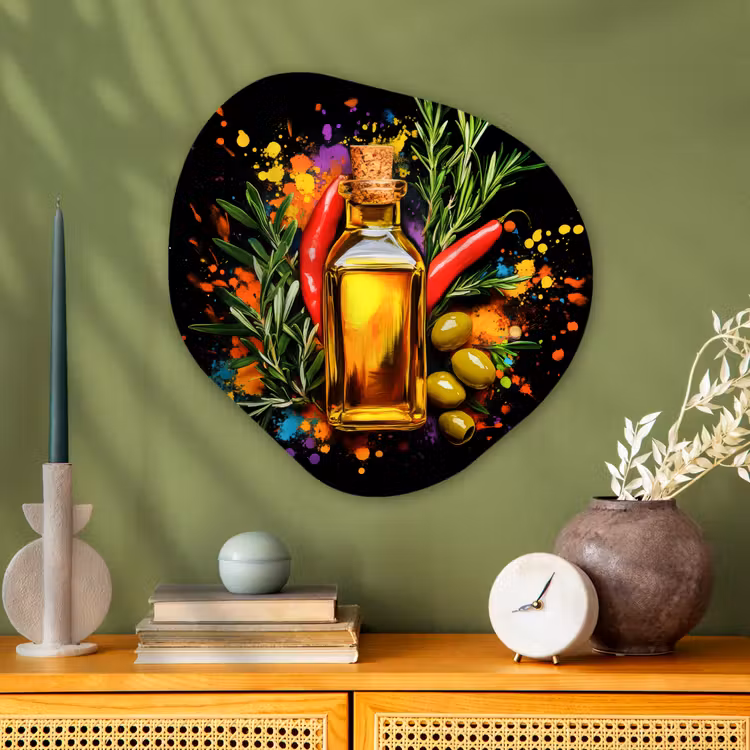 Organisch schilderij - Glas - Olijfolie - Graffiti - Peper - Olijven - Modern — 2