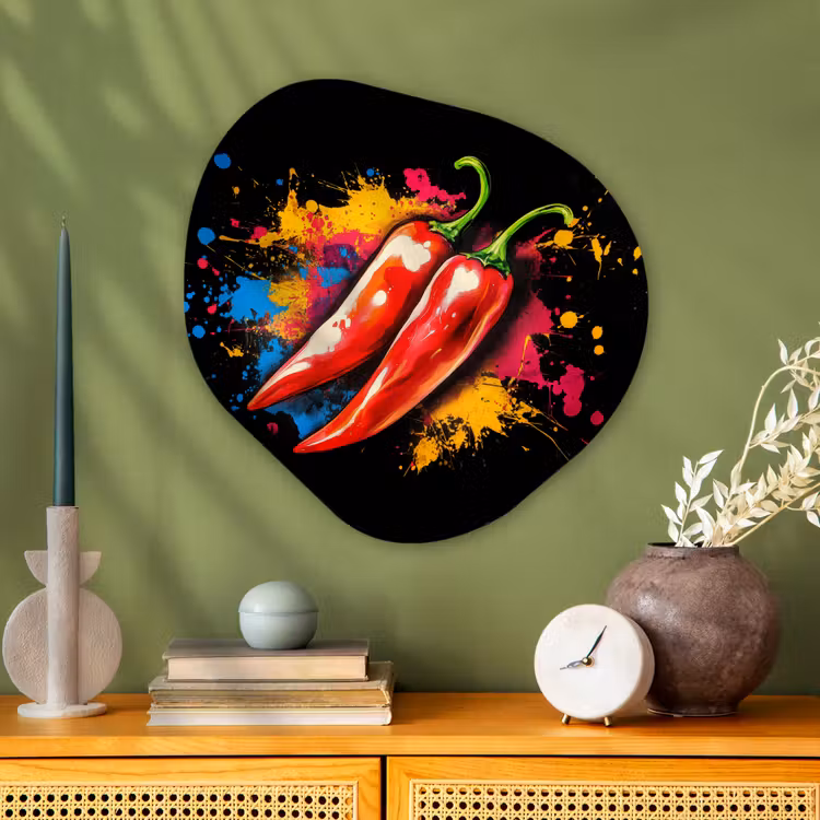 Organisch schilderij - Glas - Peper - Graffiti - Verf - Abstract - Modern - Kleurrijk — 2