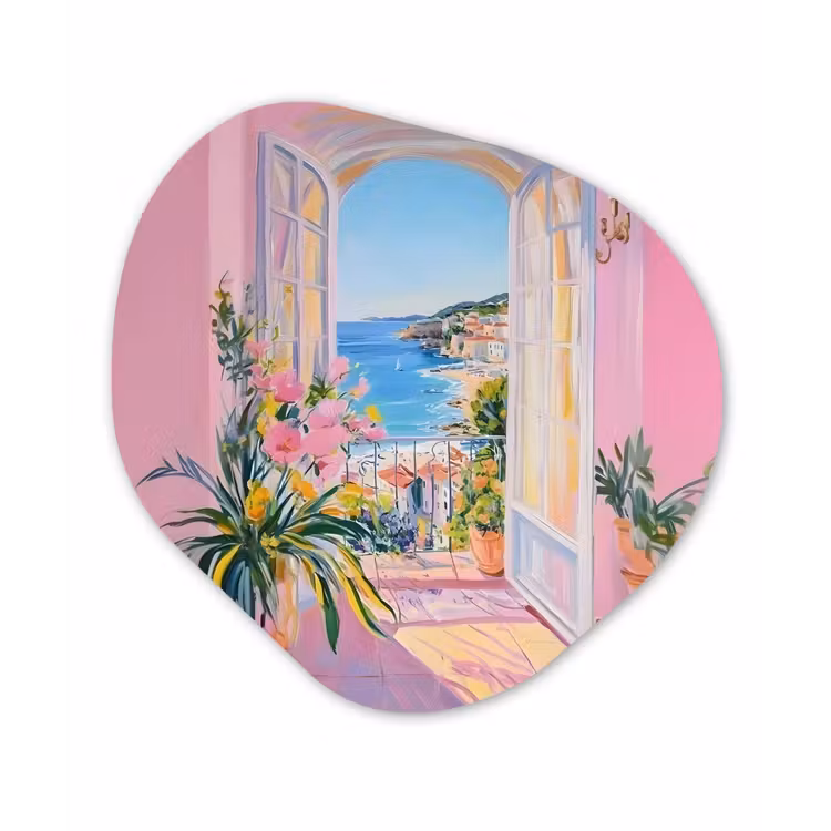 Organisch schilderij - Glas - Roze - Buiten - Verf — 1