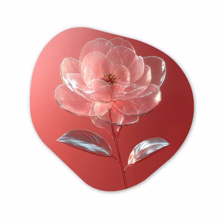 Organisch schilderij - Glas - Sierlijk - Bloem - Roze - Glazen — 1