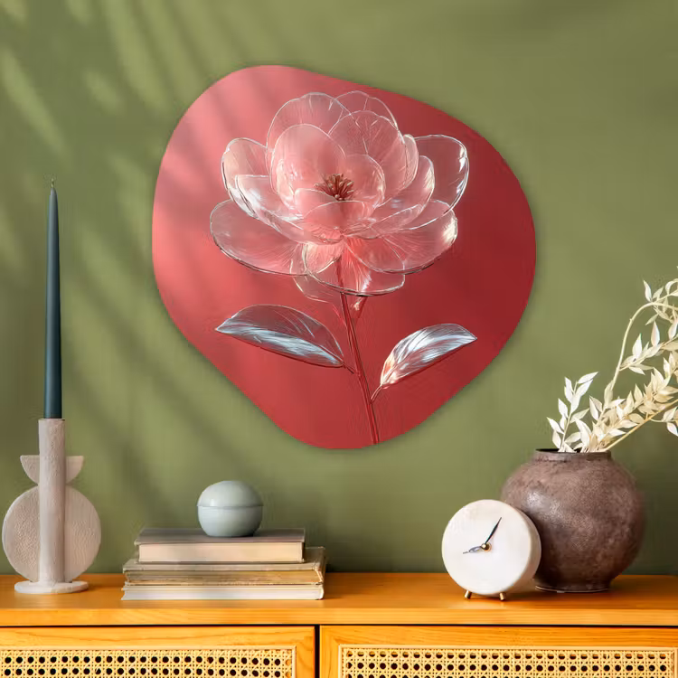 Organisch schilderij - Glas - Sierlijk - Bloem - Roze - Glazen — 2