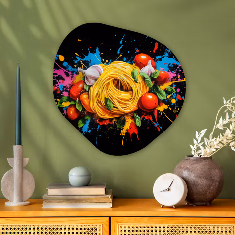 Organisch schilderij - Glas - Spaghetti - Graffiti - Verf - Kleurrijk - Eten - Modern — 2