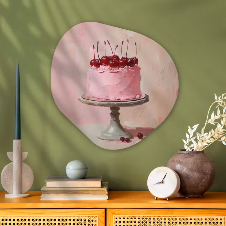 Organisch schilderij - Glas - Taart - Pink - Cherry — 2
