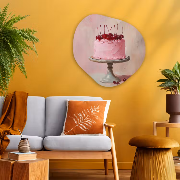 Organisch schilderij - Glas - Taart - Pink - Cherry — 3