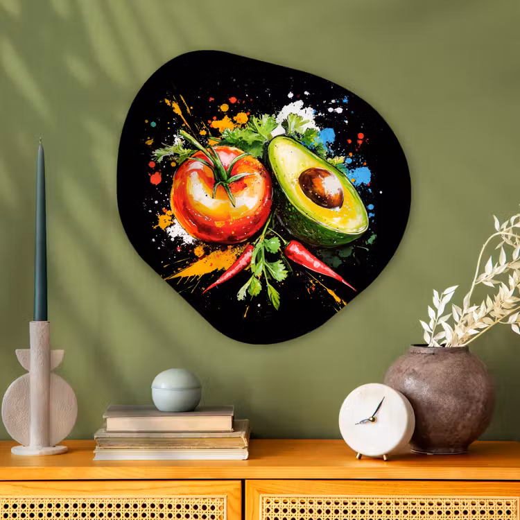 Organisch schilderij - Glas - Tomaat - Avocado - Peper - Graffiti - Verf - Modern — 2