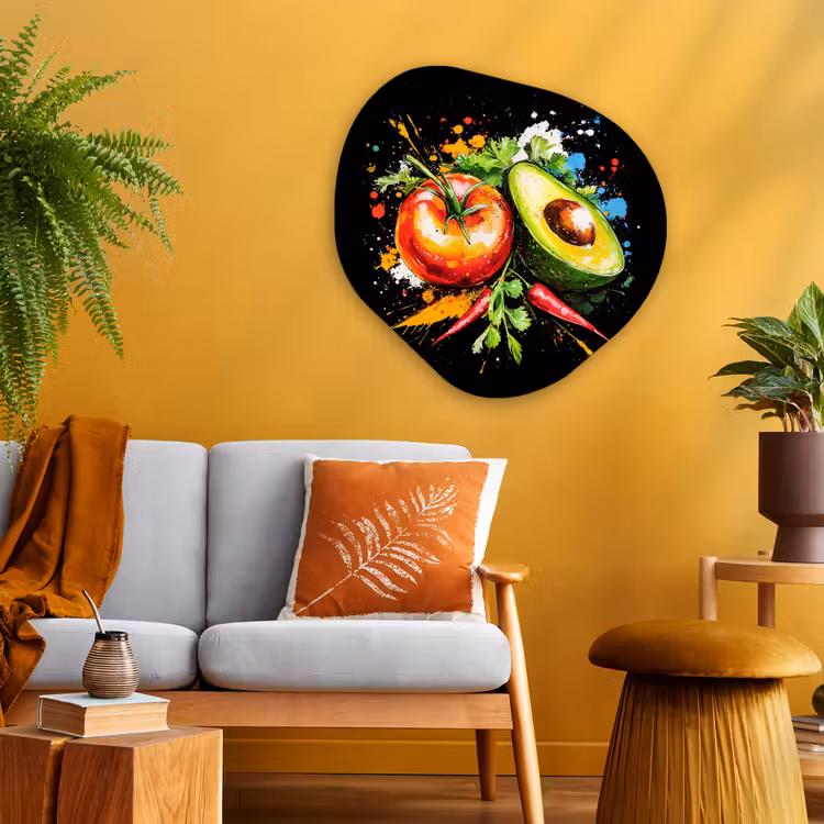 Organisch schilderij - Glas - Tomaat - Avocado - Peper - Graffiti - Verf - Modern — 3