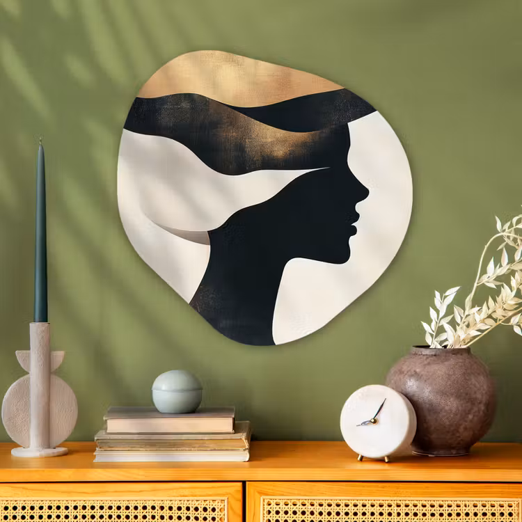 Organisch schilderij - Glas - Vrouw - Golven - Zwart — 2