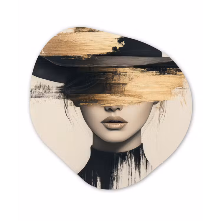 Organisch schilderij - Glas - Vrouw - Hoed - Verf — 1
