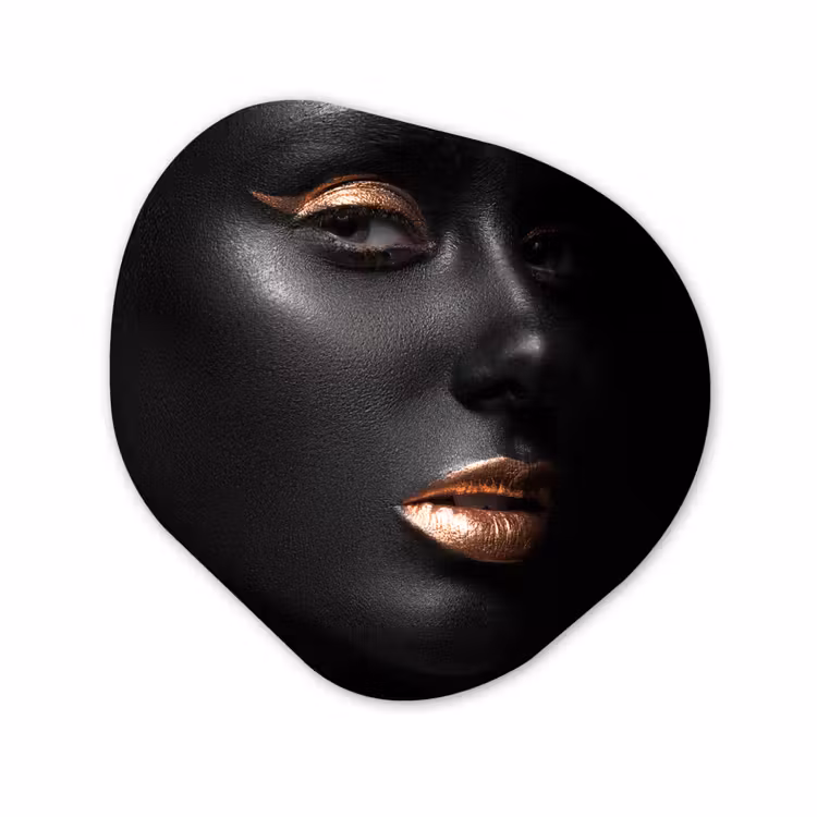 Organisch schilderij - Forex - Vrouw - Make-up - Koper - Zwart — 1