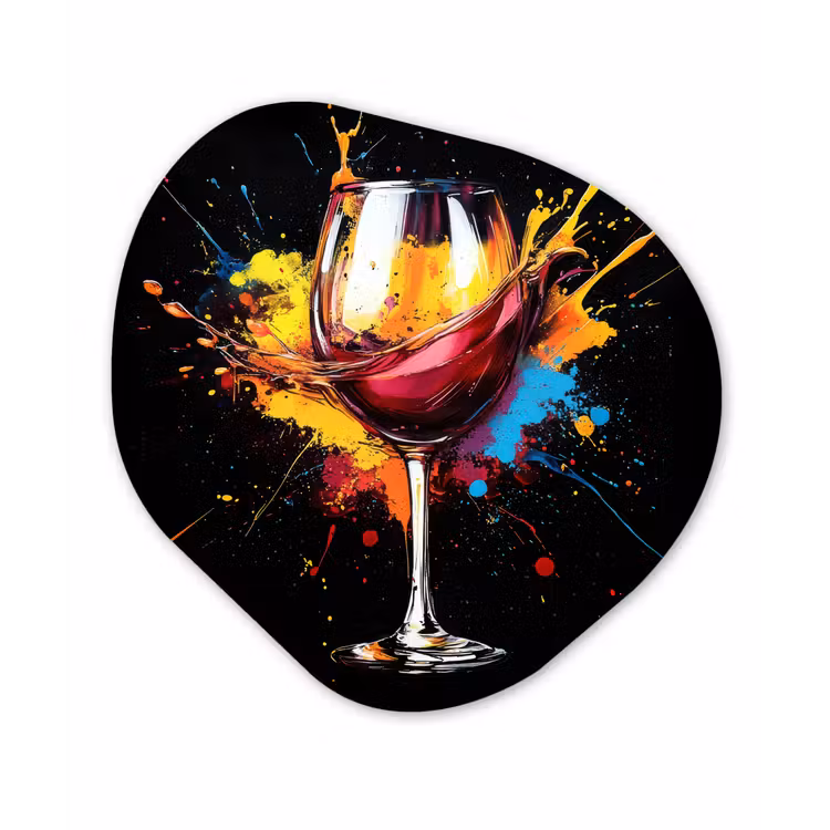 Organisch schilderij - Glas - Wijn - Glas - Graffiti - Borrel - Rood - Verf — 1