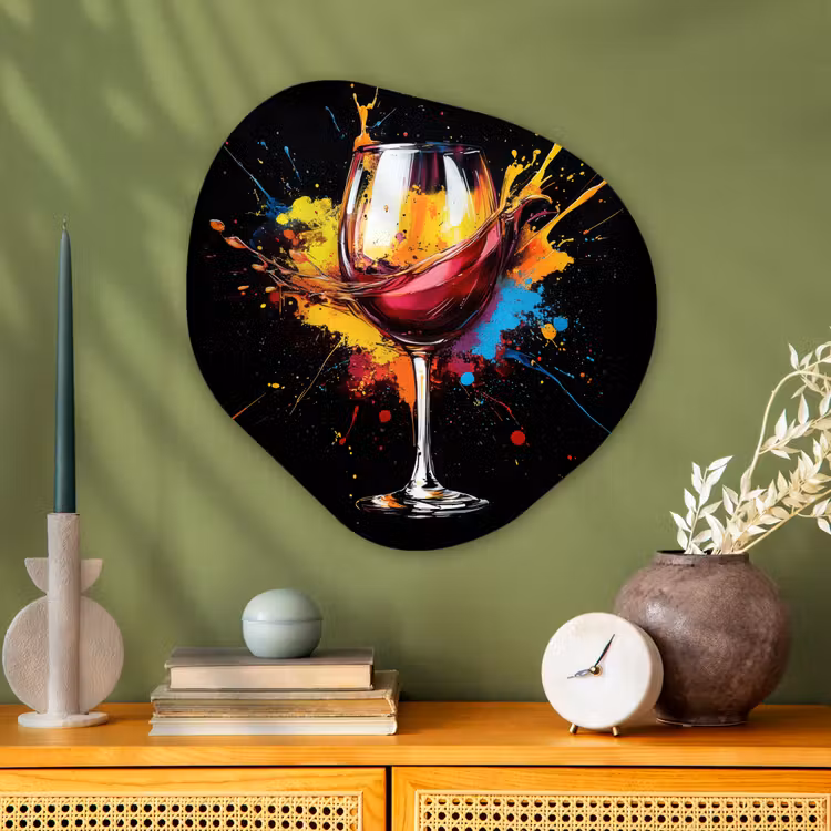 Organisch schilderij - Glas - Wijn - Glas - Graffiti - Borrel - Rood - Verf — 2