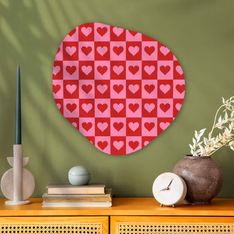 Organisch schilderij - Glas - Rood - Roze - Schaakbord - Valentijn — 2