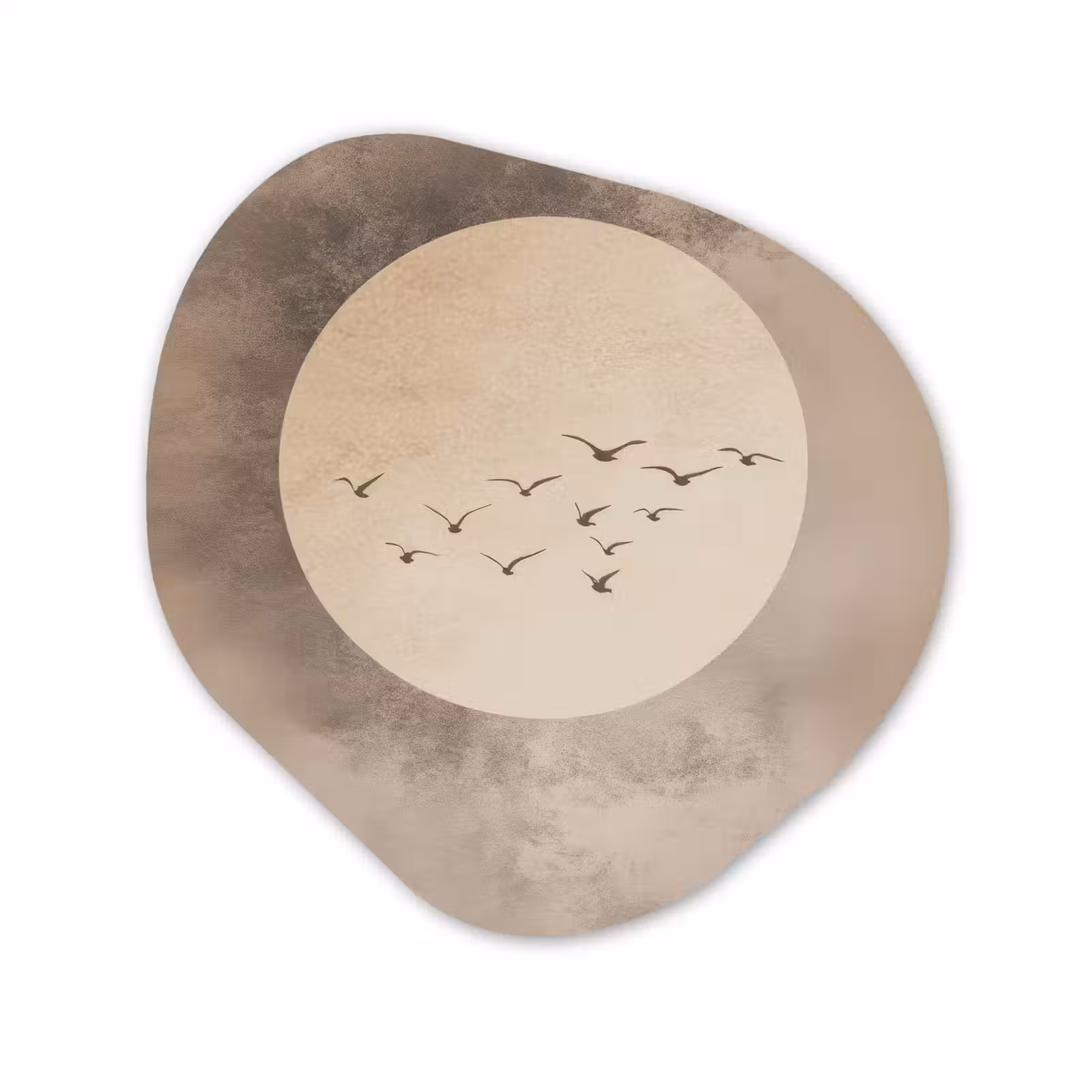 Organisch schilderij - Glas - Vogel - Beige - Japandi — 1