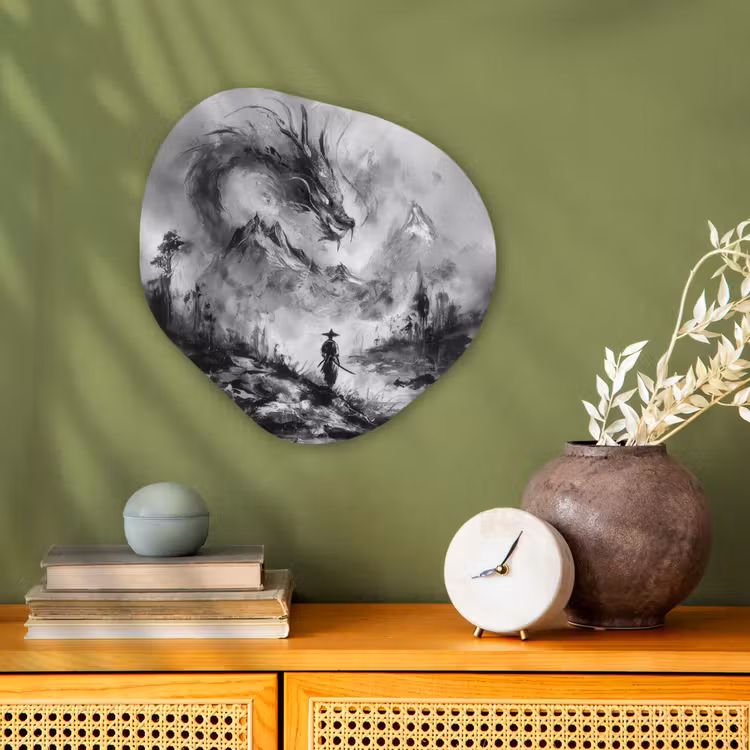 Organisch schilderij - Forex - Krijger - Draak - Grijs — 2