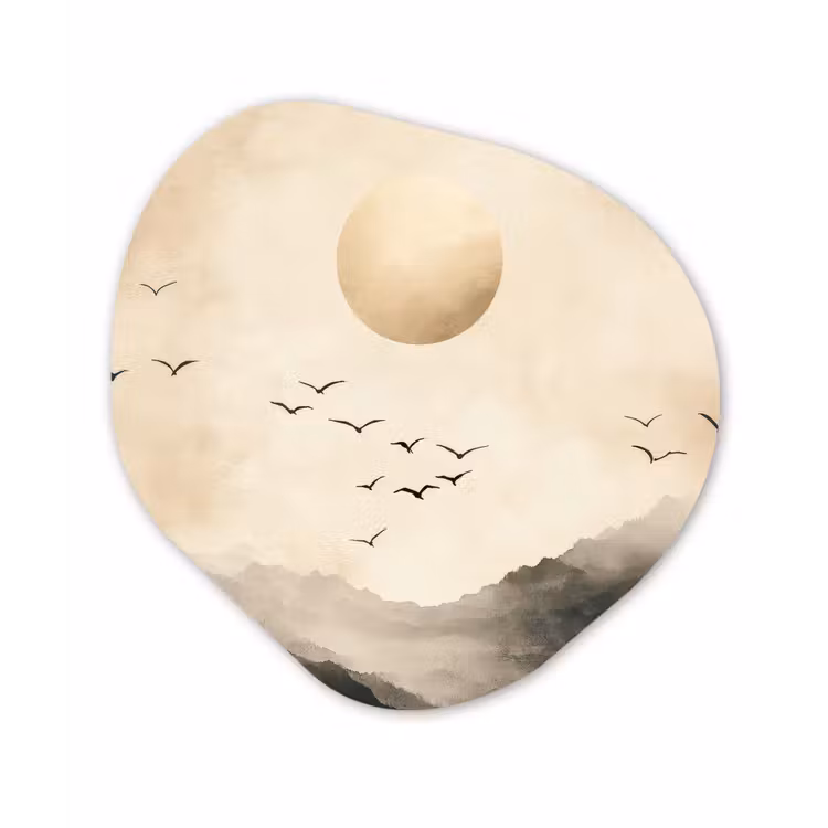 Organisch schilderij - Glas - Landschap - Japandi - vogel — 1