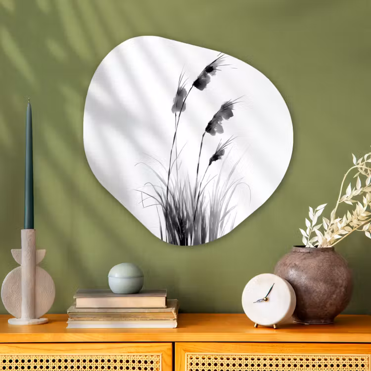 Organisch schilderij - Glas - Minimalistisch - Stelen - Wit — 2