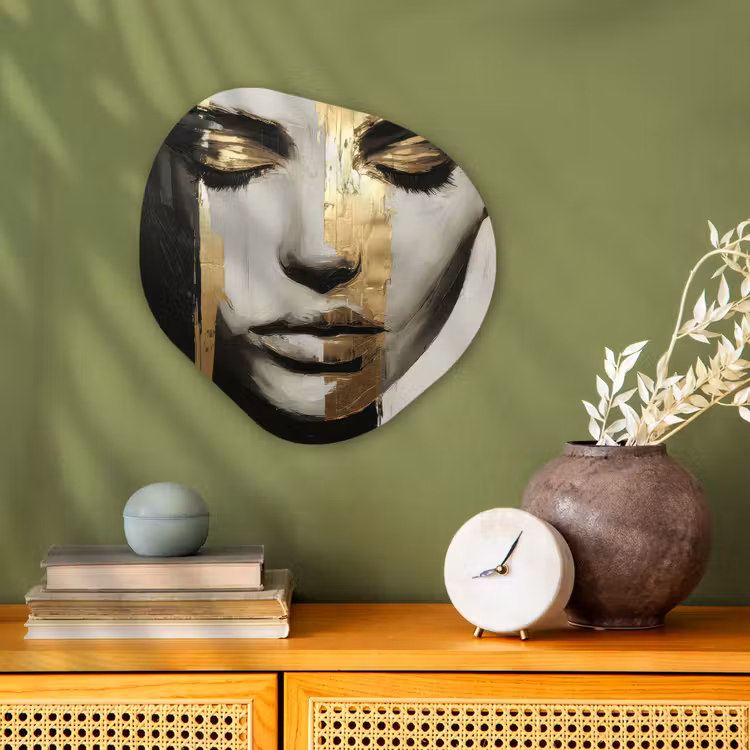 Organisch schilderij - Forex - Ogen - Gezicht - Goud - Strepen — 2