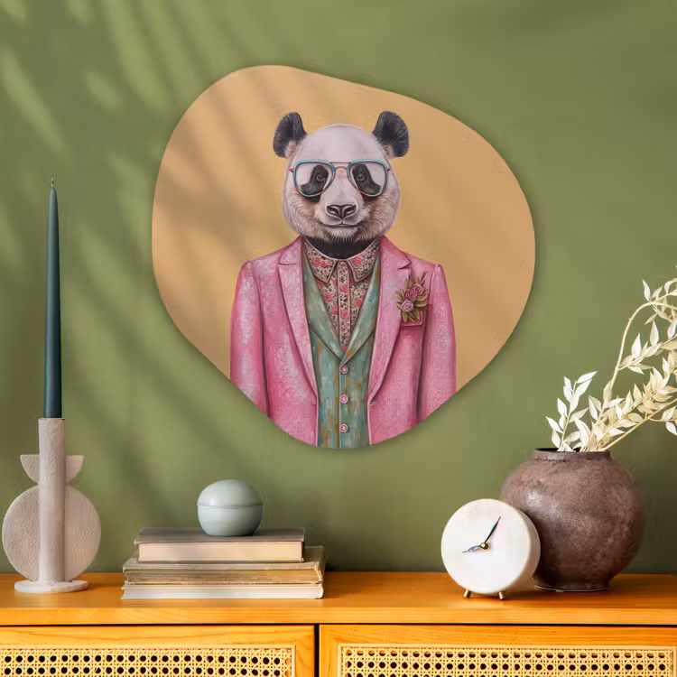 Organisch schilderij - Glas - Panda - Pak - Zonnebril - Blauw — 2