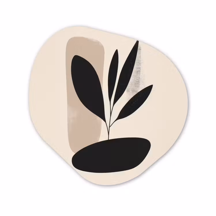 Organisch schilderij - Glas - Plant - Beige - Japandi — 1