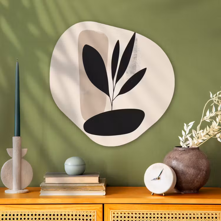 Organisch schilderij - Glas - Plant - Beige - Japandi — 2