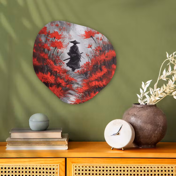 Organisch schilderij - Forex - Rode bloemen - mistig - Man — 2