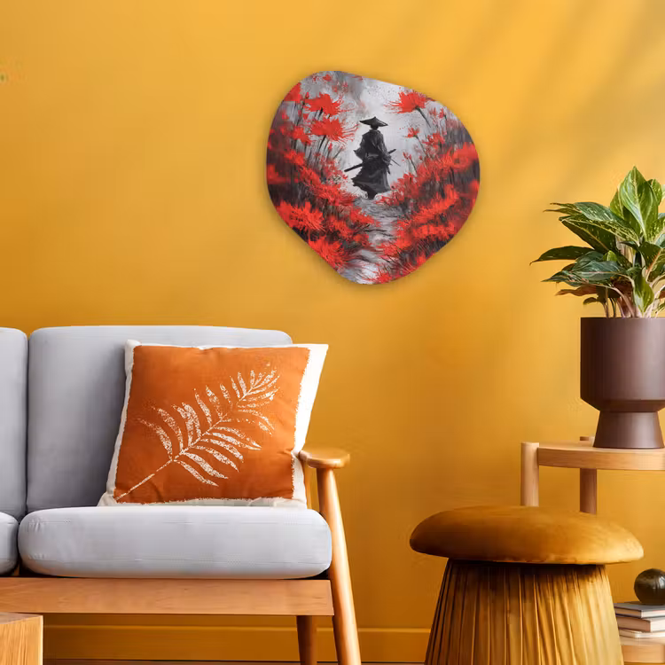 Organisch schilderij - Forex - Rode bloemen - mistig - Man — 3