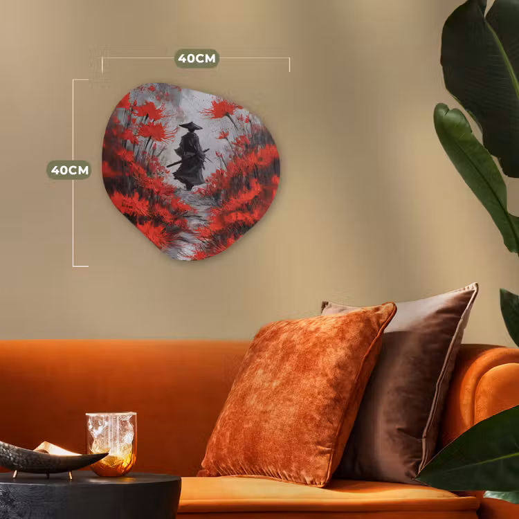 Organisch schilderij - Forex - Rode bloemen - mistig - Man — 4