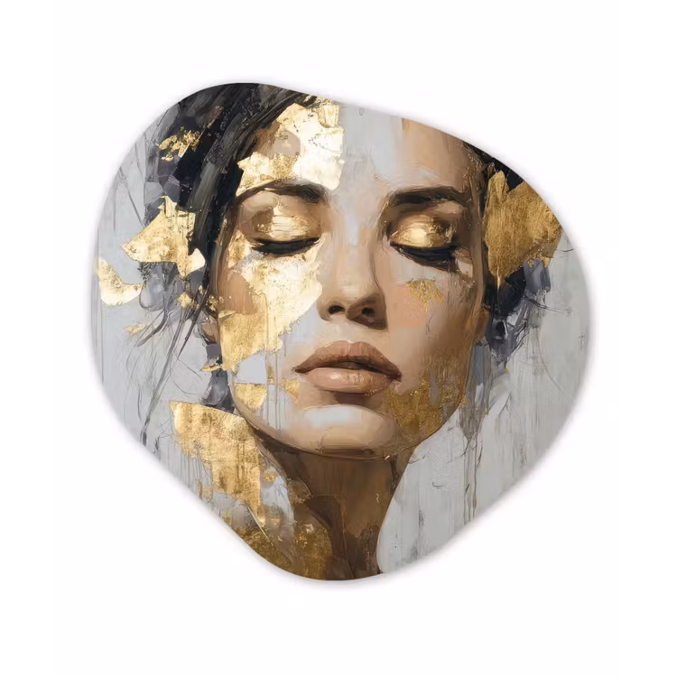 Organisch schilderij - Forex - Sierlijk - Vrouw - Goud - Ogen — 1
