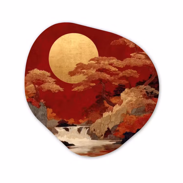 Organisch schilderij - Forex - Volle maan - Landschap - Waterval — 1