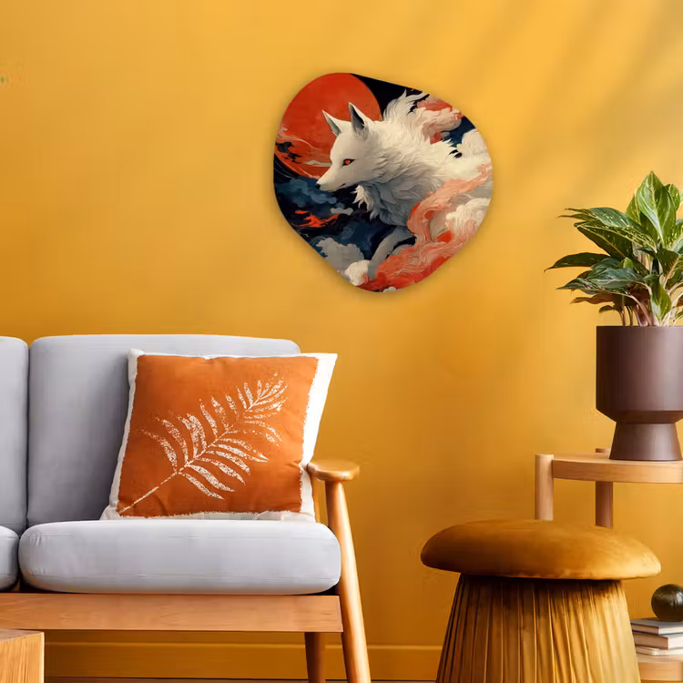 Organisch schilderij - Forex - Witte vos - wolken - maan — 3