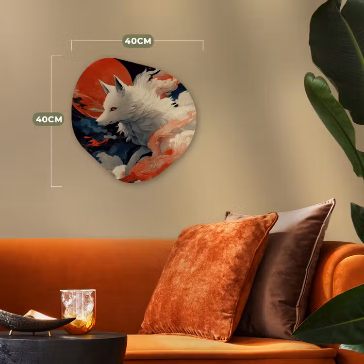 Organisch schilderij - Forex - Witte vos - wolken - maan — 4