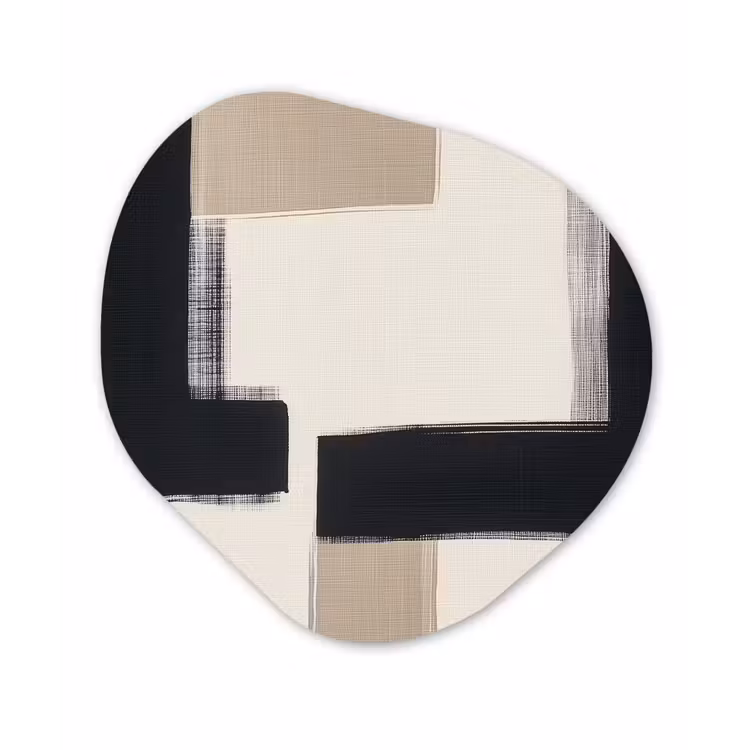 Organisch schilderij - Glas - Zwart - Abstract - Japandi — 1
