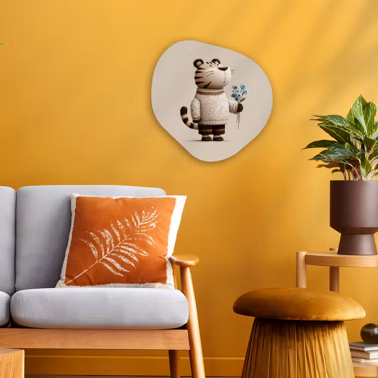 Organisch schilderij - Forex - Tijger - Blauwe bloemen - Rustig — 3