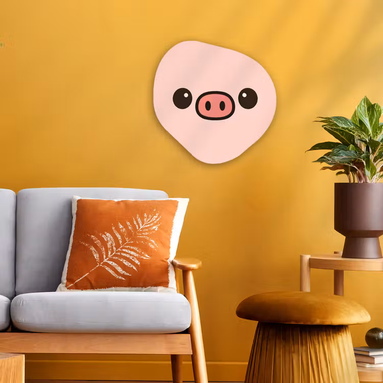 Organisch schilderij - Forex - Varken - Roze - Minimalistisch — 3