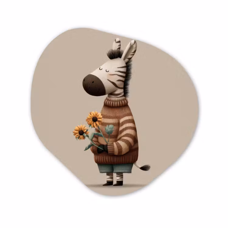 Organisch schilderij - Forex - Zebra - Zonnebloemen - Warm — 1