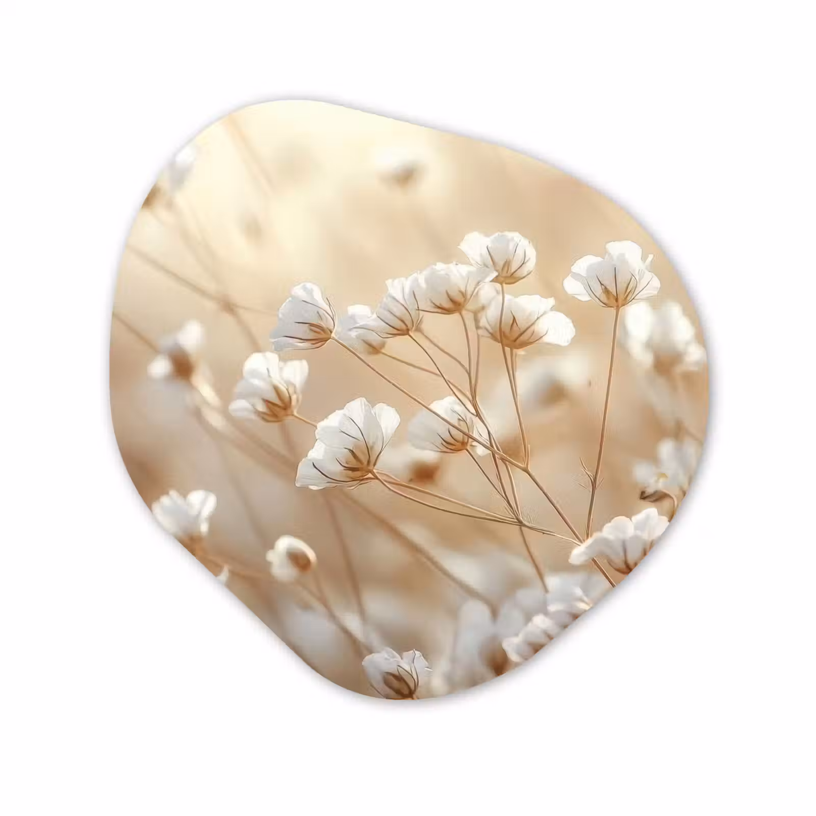 Organisch schilderij - Glas - Wilde - Bloemen - Wit — 1