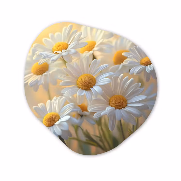 Organisch schilderij - Glas - Madeliefjes - Wit - Zonlicht — 1