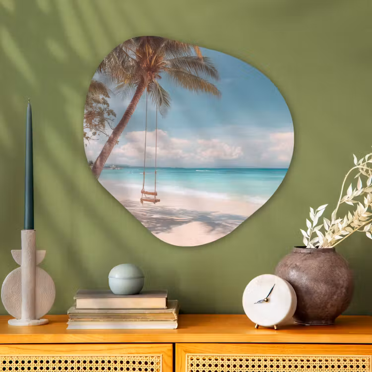 Organisch schilderij - Glas - Palmboom - Schommel - Strand - Lucht — 2