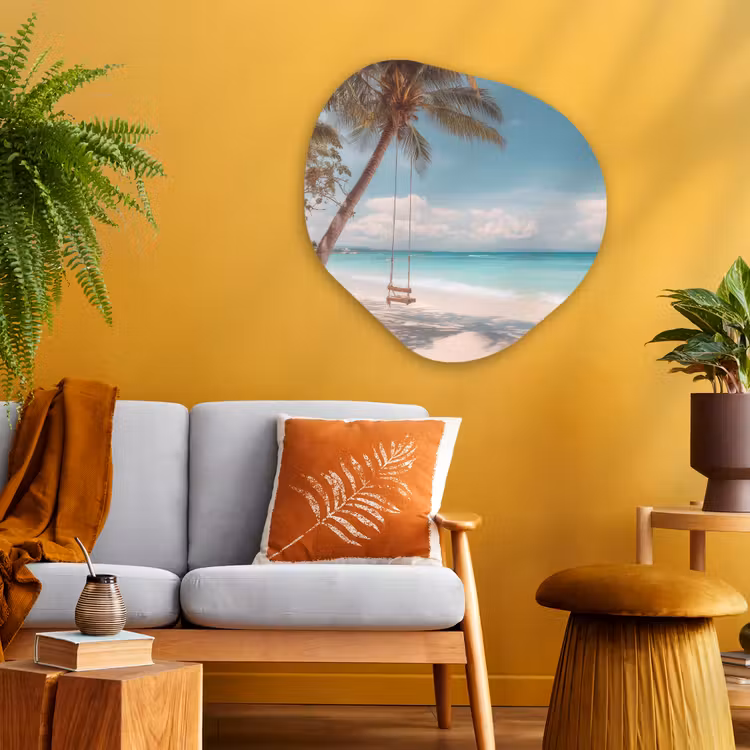 Organisch schilderij - Glas - Palmboom - Schommel - Strand - Lucht — 3