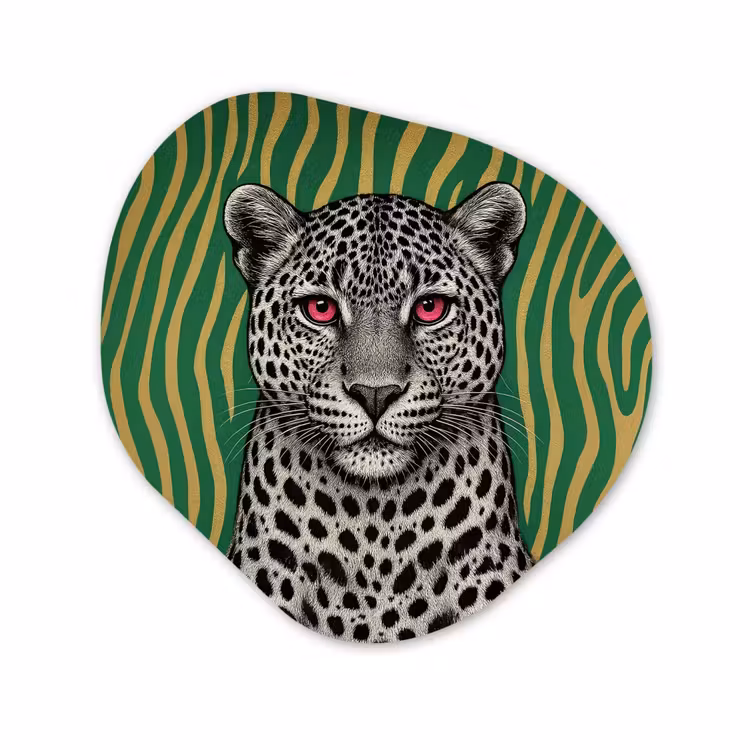 Organisch schilderij - Glas - Panter - Zebrapatroon - Groen — 1