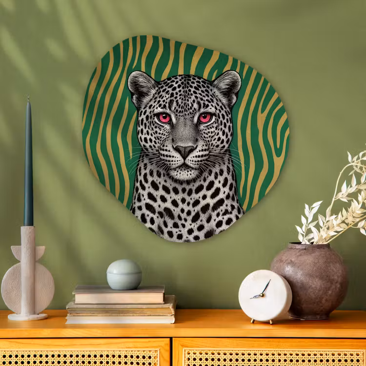 Organisch schilderij - Glas - Panter - Zebrapatroon - Groen — 2
